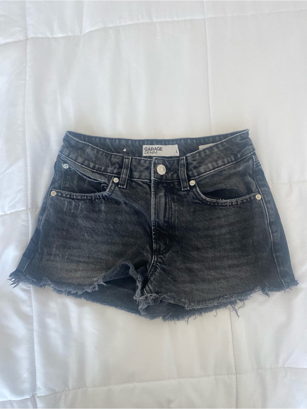 Garage Women's Black Frayed Hem Denim Shorts